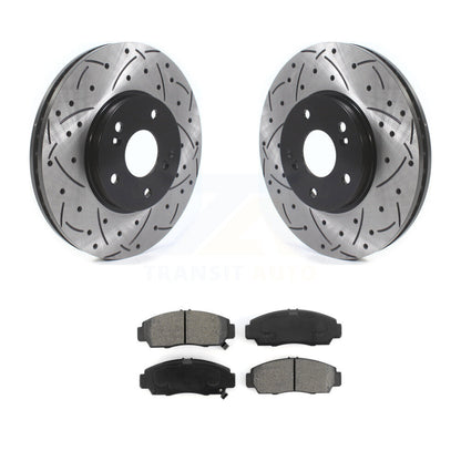 Drill Slot Brake Rotor Semi-Metallic Pad Front Kit For Honda Accord Acura TSX TL