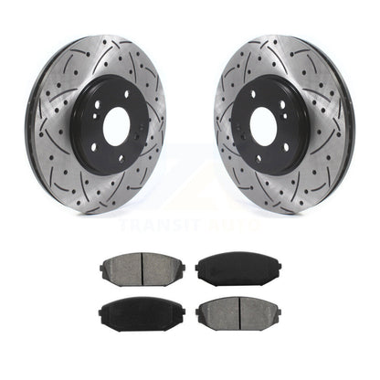 Drilled Slot Brake Rotor Semi-Metallic Pad Front Kit For Honda Odyssey Acura MDX