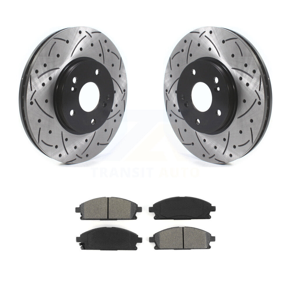 Drill Slot Disc Brake Rotors Semi-Metallic Pad Front Kit For 2003-2006 Acura MDX