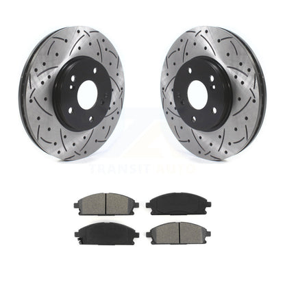 Drill Slot Disc Brake Rotors Semi-Metallic Pad Front Kit For 2003-2006 Acura MDX