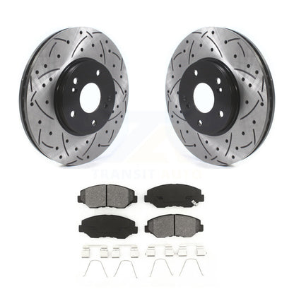 Drilled Slot Disc Brake Rotor Semi-Metallic Pad Front Kit For Honda Pilot Accord