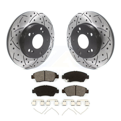 Drilled Slot Brake Rotor & Semi-Metallic Pad Front Kit For Honda Civic Acura RSX