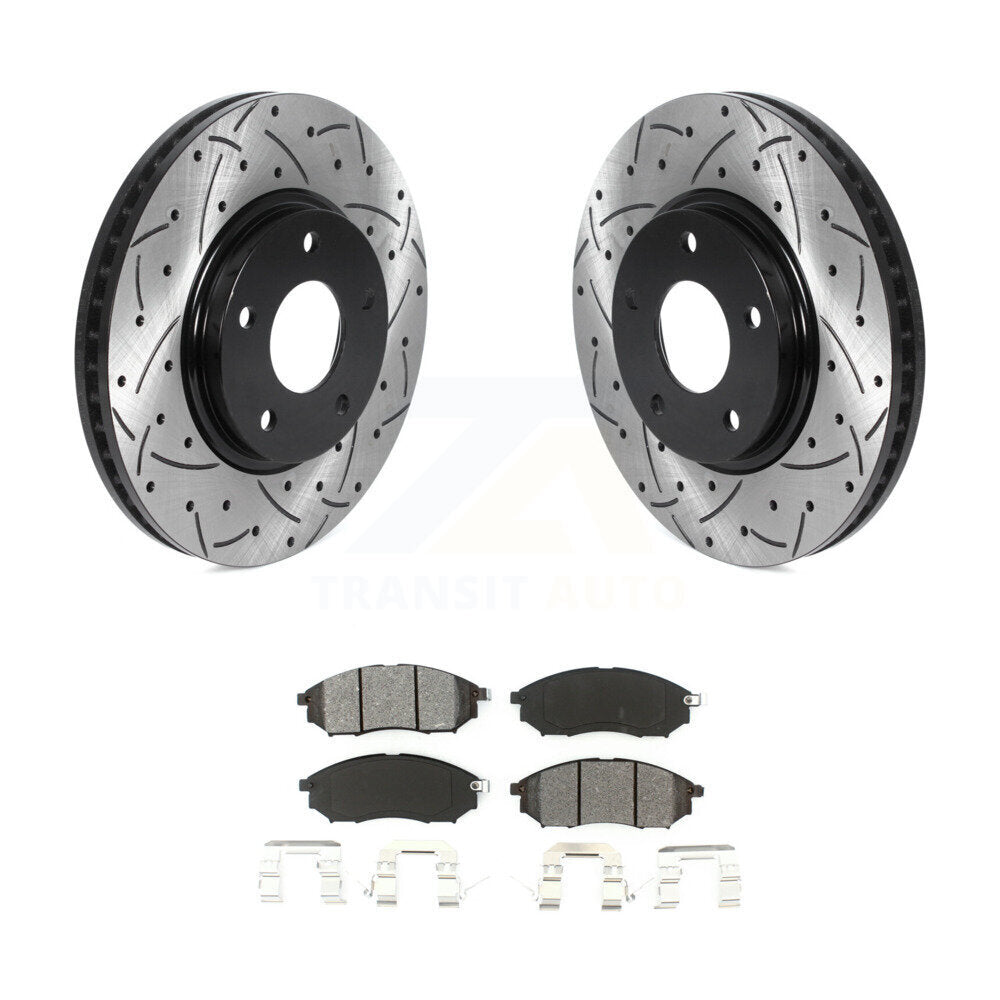 Drilled Slot Disc Brake Rotor & Semi-Metallic Pad Front Kit For INFINITI Q45 M45