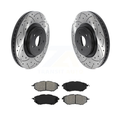 Drilled Slot Brake Rotor Semi-Metallic Pad Front Kit For Subaru Forester Outback