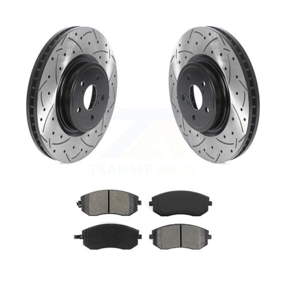 Coated Drill Slot Disc Brake Rotor Semi-Metallic Pad Front Kit For Subaru Legacy