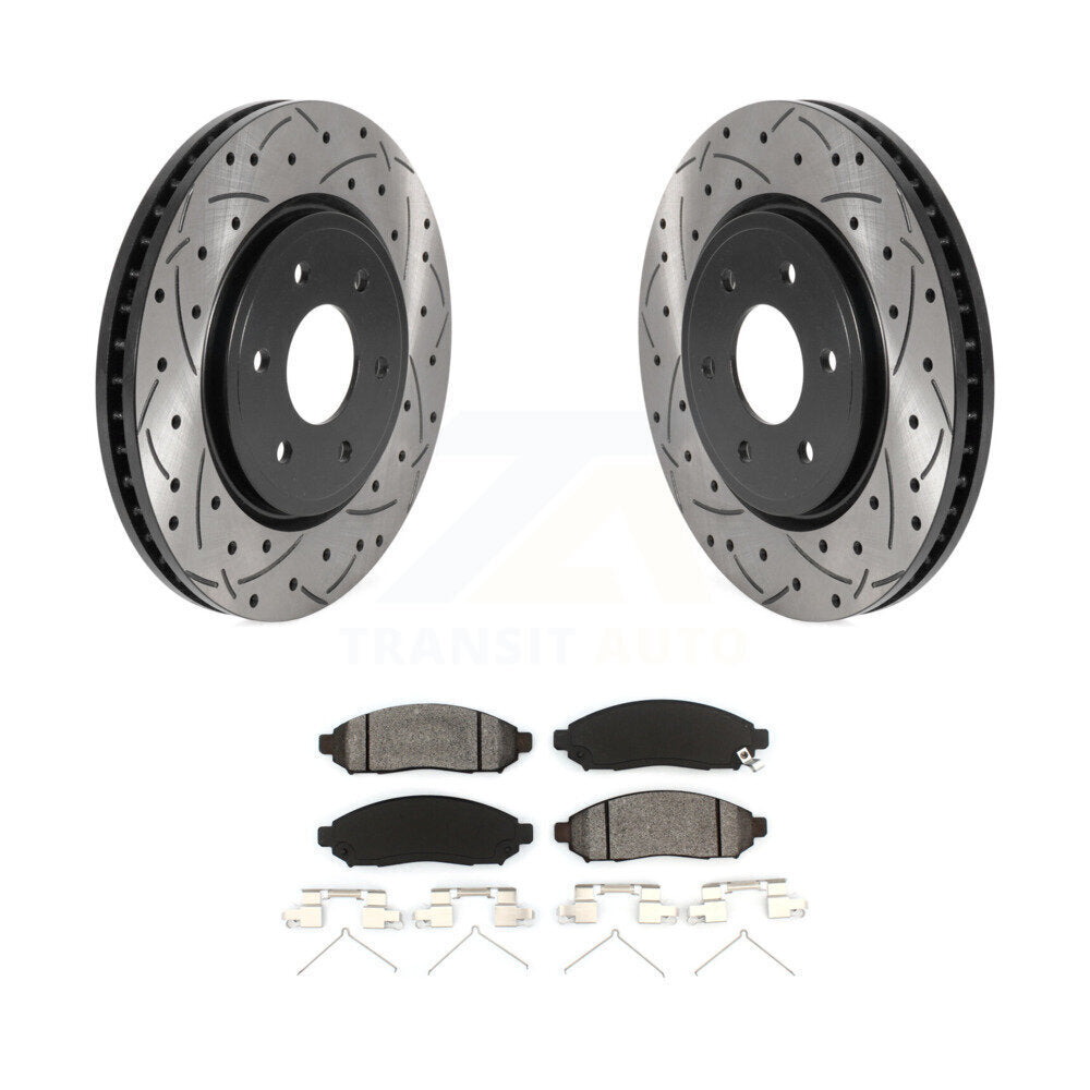 Drilled Slot Brake Rotors Semi-Metallic Pad Front Kit For Nissan Frontier Xterra