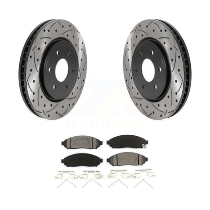 Drilled Slot Brake Rotors Semi-Metallic Pad Front Kit For Nissan Frontier Xterra