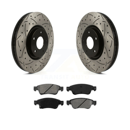Drill Slot Disc Brake Rotor Semi-Metallic Pad Front Kit For INFINITI G37 G35 Q60
