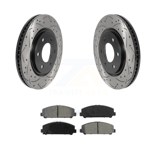 Drilled Slot Brake Rotor & Semi-Metallic Pad Front Kit For Nissan TITAN INFINITI