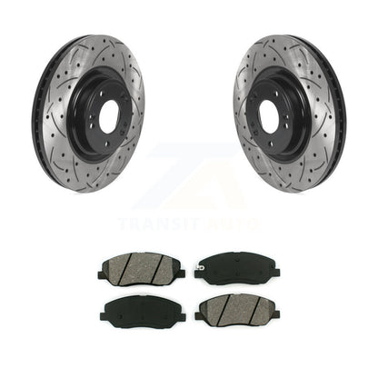 Drill Slot Brake Rotor Semi-Metallic Pad Front Kit For 2012 Hyundai Genesis 3.8L