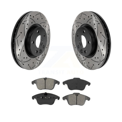 Drilled Slot Brake Rotors Semi-Metallic Pad Front Kit For Volvo Land Rover Range