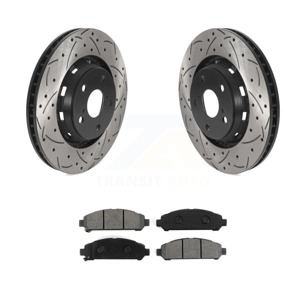 Drilled Slot Brake Rotors Semi-Metallic Pad Front Kit For 2009-2016 Toyota Venza