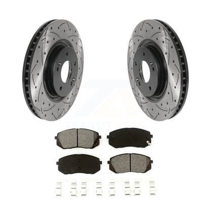 Drill Slot Brake Rotor Semi-Metallic Pad Front Kit For Hyundai Tucson Sonata Kia