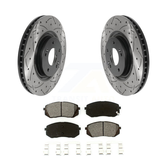 Drill Slot Brake Rotor Semi-Metallic Pad Front Kit For Hyundai Tucson Sonata Kia