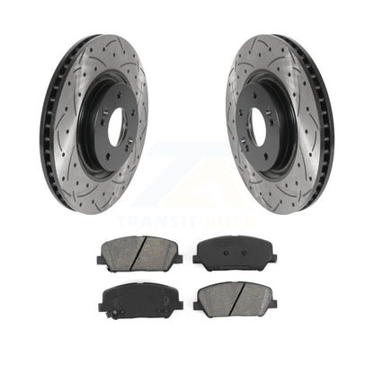 Drill Slot Brake Rotor Semi-Metallic Pad Front Kit For 2011-2015 Kia Optima 2.0L