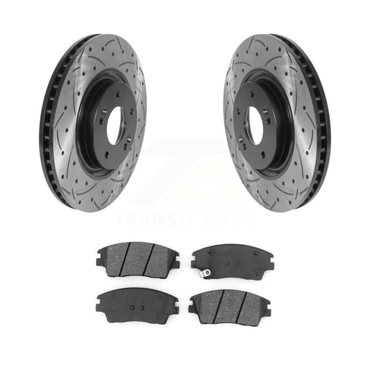 Drill Slot Brake Rotor Semi-Metallic Pad Front Kit For Kia Sportage Turbocharged
