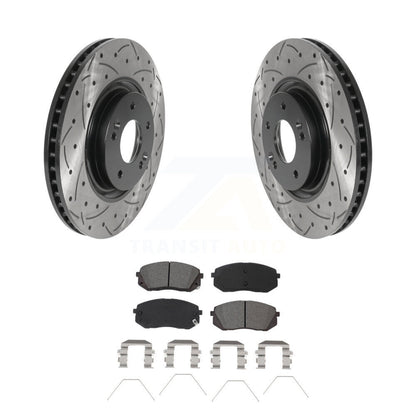 Drill Slot Brake Rotor Semi-Metallic Pad Front Kit For Hyundai Sonata Kia Optima