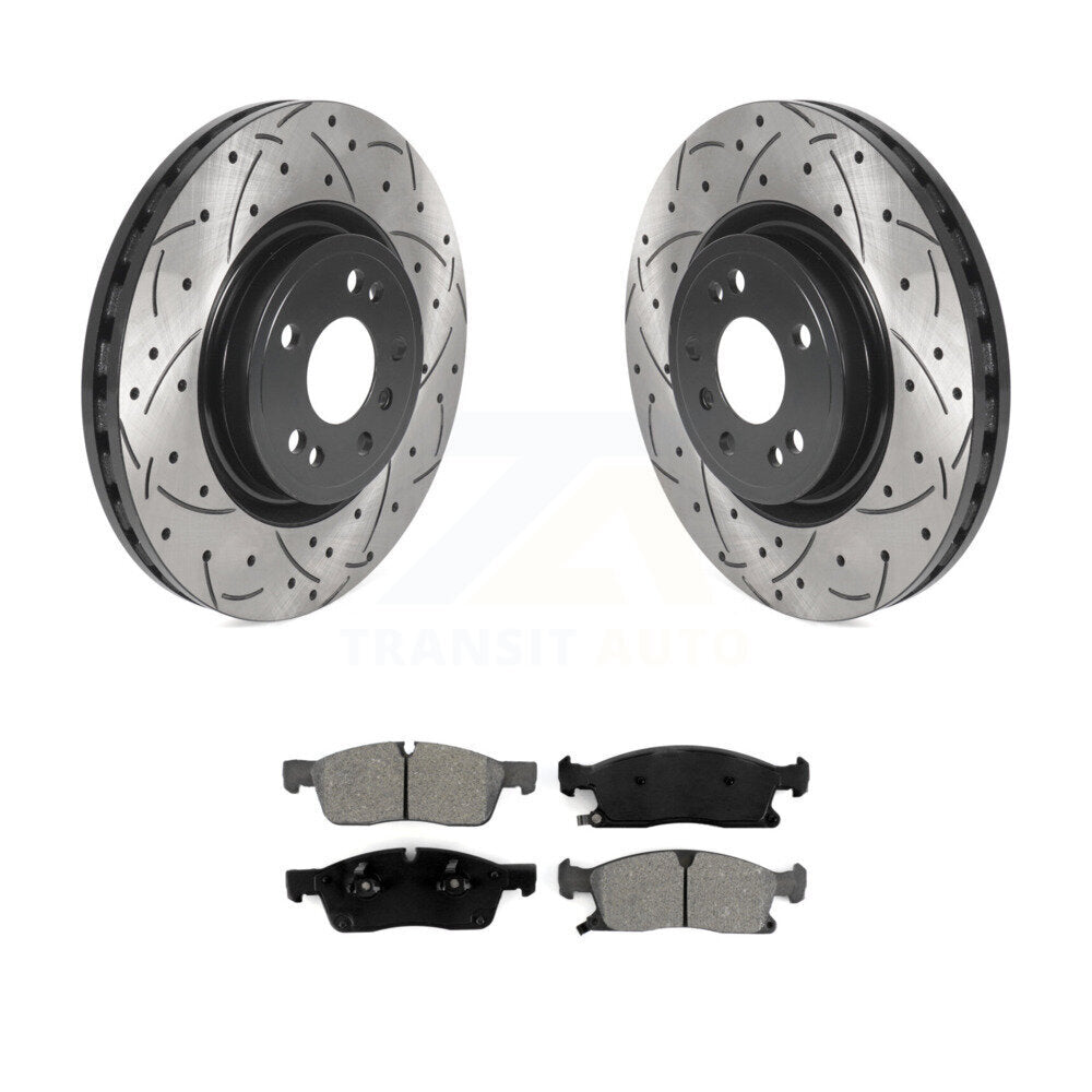 Drill Slot Brake Rotor Semi-Metallic Pad Front Kit For Mercedes-Benz ML350 ML250