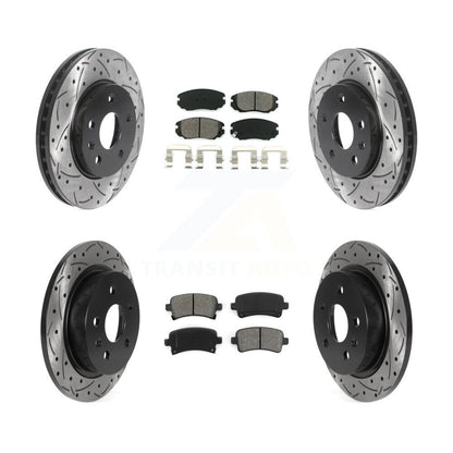 Drilled Slot Brake Rotor & Semi-Metallic Pad Front Rear Kit For Chevrolet Malibu