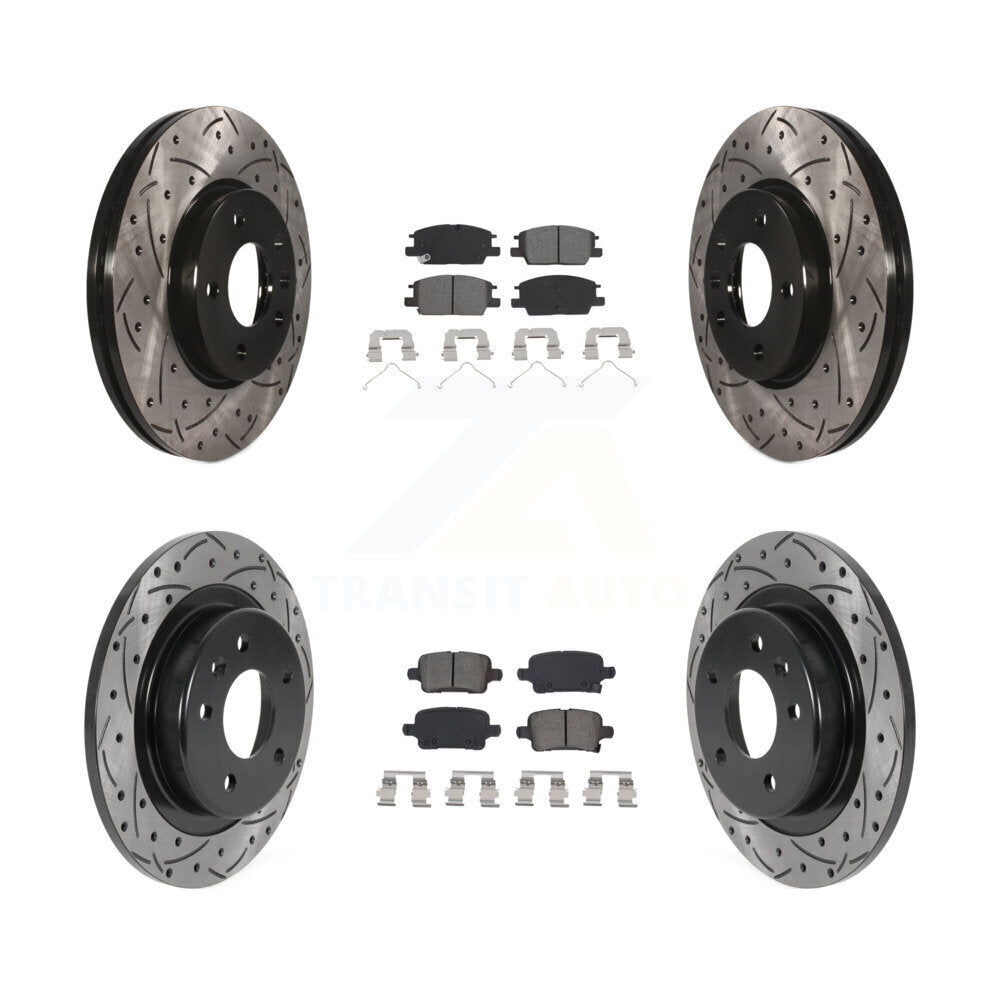 Drilled Slot Brake Rotors Semi-Metallic Pad Front Rear Kit For Chevrolet Equinox
