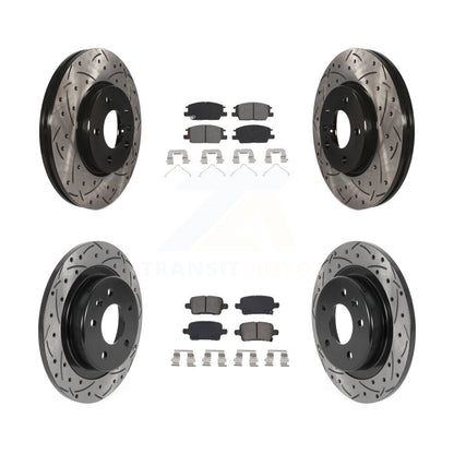 Drilled Slot Brake Rotors Semi-Metallic Pad Front Rear Kit For Chevrolet Equinox