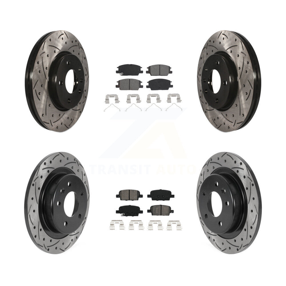 Drilled Slot Brake Rotor & Semi-Metallic Pad Front Rear Kit For Chevrolet Malibu