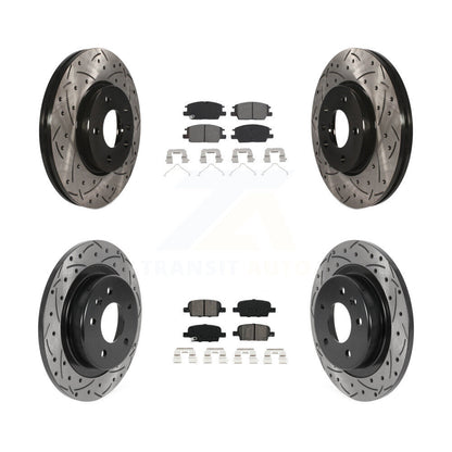 Drilled Slot Brake Rotor & Semi-Metallic Pad Front Rear Kit For Chevrolet Malibu