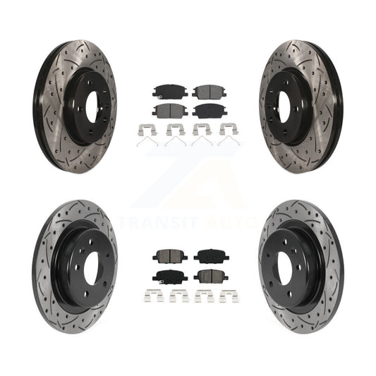 Drilled Slot Brake Rotor & Semi-Metallic Pad Front Rear Kit For Chevrolet Malibu