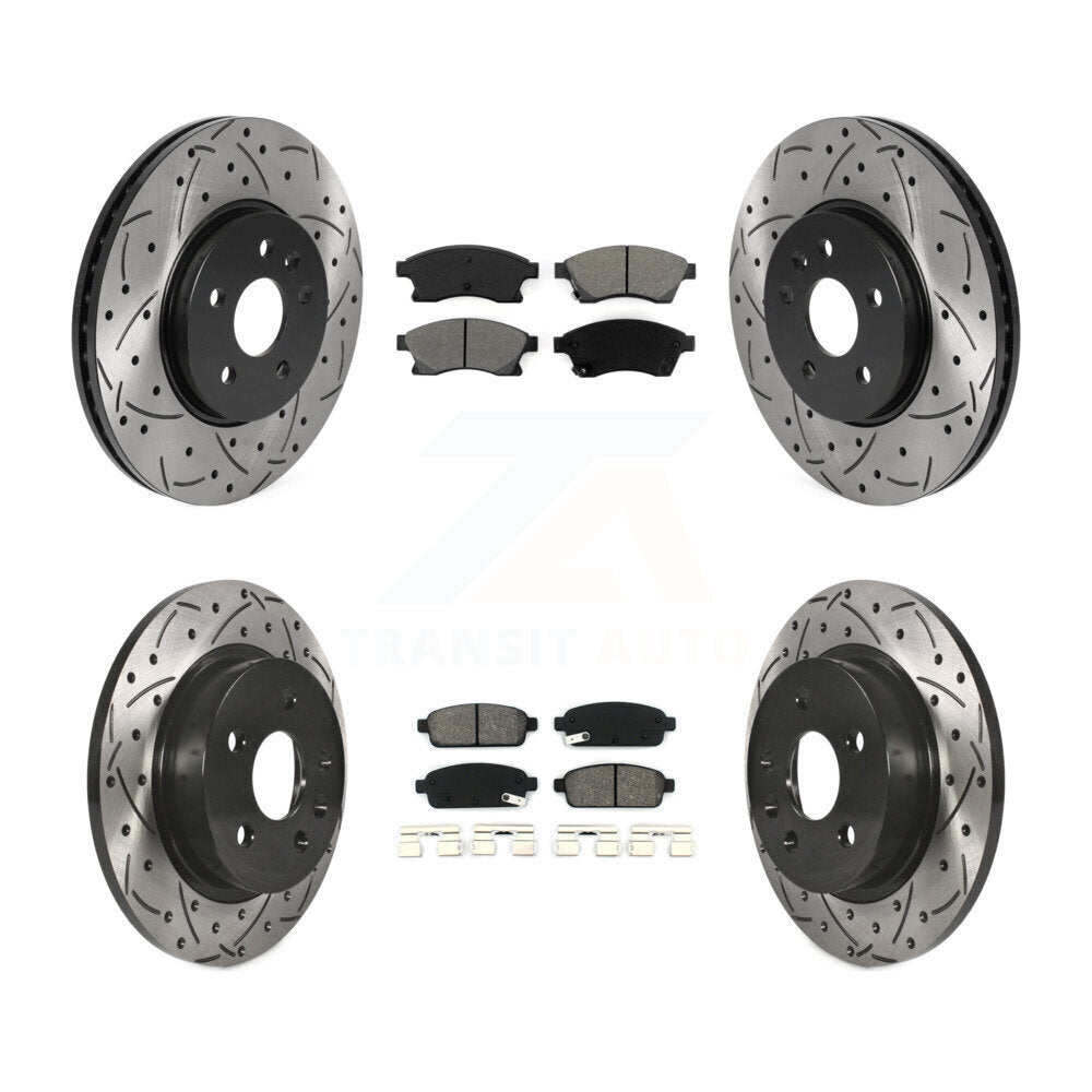 Drilled Slot Brake Rotor Semi-Metallic Pad Front Rear Kit For Chevrolet Sonic RS
