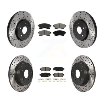 Drilled Slot Brake Rotor Semi-Metallic Pad Front Rear Kit For Chevrolet Sonic RS