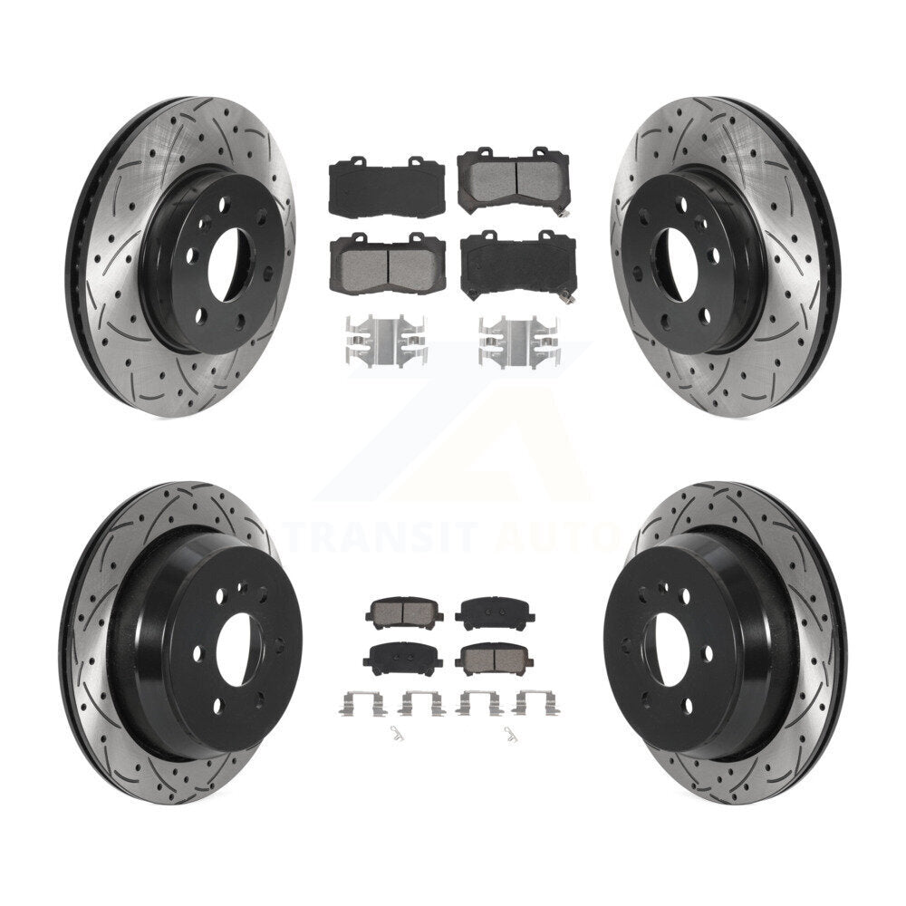Drilled Slot Brake Rotor Semi-Metallic Pad Front Rear Kit For Chevrolet Colorado