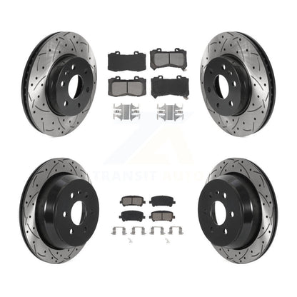Drilled Slot Brake Rotor Semi-Metallic Pad Front Rear Kit For Chevrolet Colorado