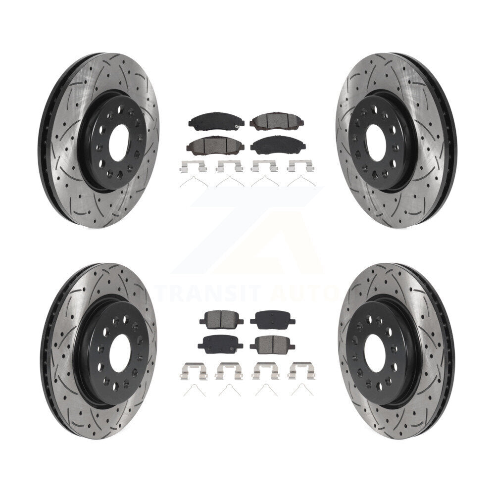 Drilled Slot Brake Rotor Semi-Metallic Pad Front Rear Kit For Chevrolet Traverse