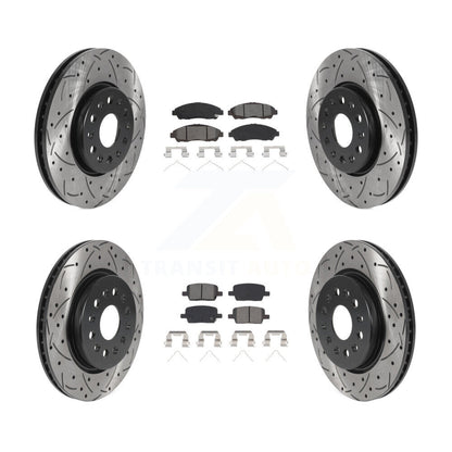Drilled Slot Brake Rotor Semi-Metallic Pad Front Rear Kit For Chevrolet Traverse