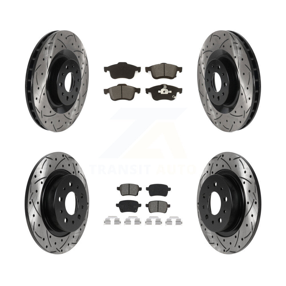 Drill Slot Brake Rotors Semi-Metallic Pad Front Rear Kit For 2014-2020 Fiat 500L