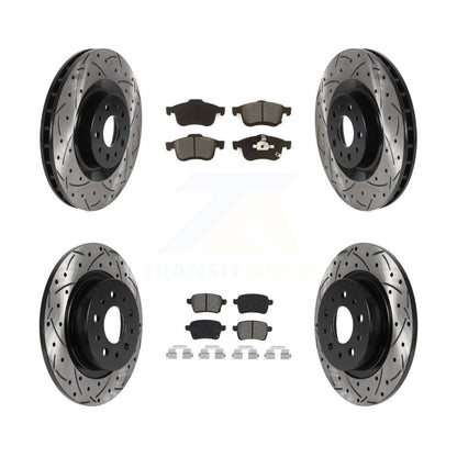 Drill Slot Brake Rotors Semi-Metallic Pad Front Rear Kit For 2014-2020 Fiat 500L