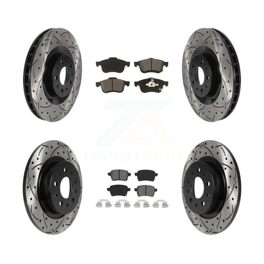 Drill Slot Brake Rotors Semi-Metallic Pad Front Rear Kit For 2014-2020 Fiat 500L