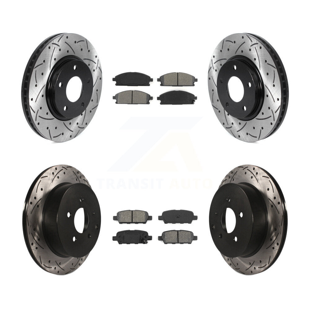 Drilled Slot Brake Rotor Semi-Metallic Pad Front Rear Kit For 04-09 Nissan Quest