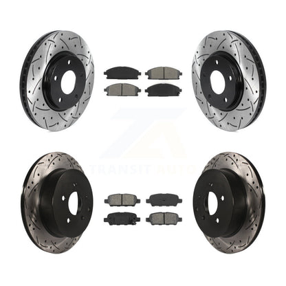 Drilled Slot Brake Rotor Semi-Metallic Pad Front Rear Kit For 04-09 Nissan Quest