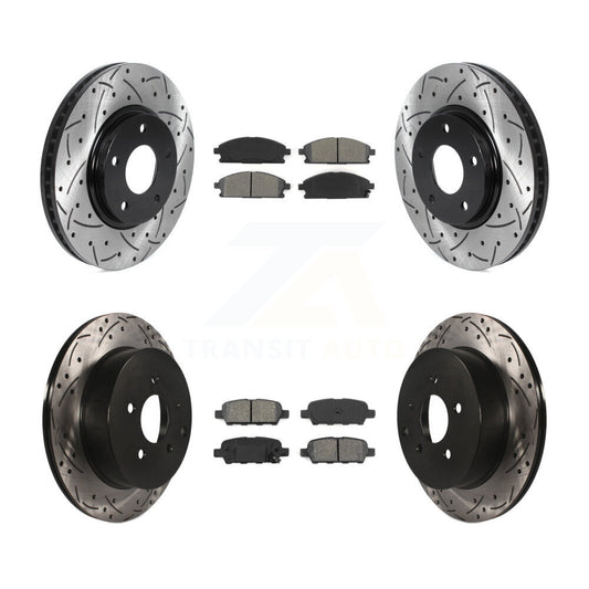 Drilled Slot Brake Rotor Semi-Metallic Pad Front Rear Kit For 04-09 Nissan Quest