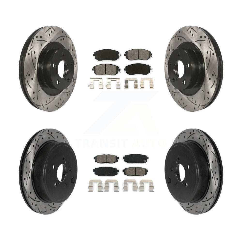 Drill Slot Brake Rotor Semi-Metallic Pad Front Rear Kit For Subaru BRZ Toyota 86