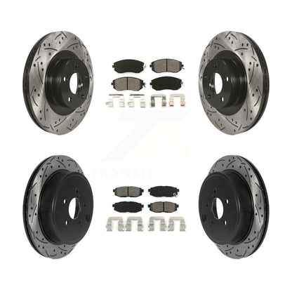 Drill Slot Brake Rotor Semi-Metallic Pad Front Rear Kit For Subaru BRZ Toyota 86