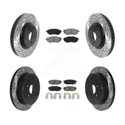 Drill Slot Disc Brake Rotors Semi-Metallic Pad Front Rear Kit For Subaru Outback