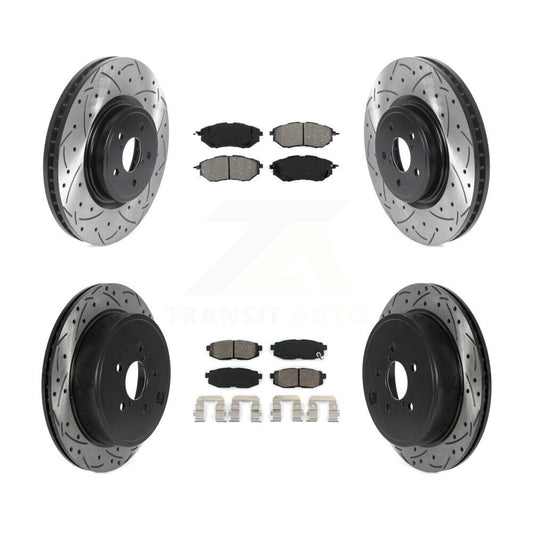 Drill Slot Disc Brake Rotors Semi-Metallic Pad Front Rear Kit For Subaru Outback