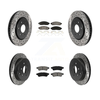 Drill Slot Disc Brake Rotor Semi-Metallic Pad Front Rear Kit For Nissan Frontier
