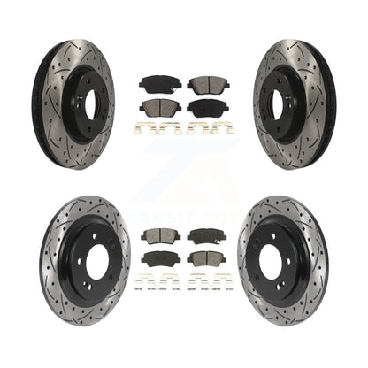 Coat Drill Slot Disc Brake Rotor Semi-Metallic Pad Front Rear Kit For Kia Optima