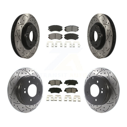 Drill Slot Brake Rotors Semi-Metallic Pad Front Rear Kit For Hyundai Sonata 3.3L