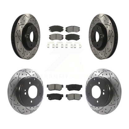 Drill Slot Brake Rotors Semi-Metallic Pad Front Rear Kit For Hyundai Sonata 3.3L