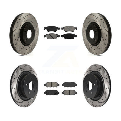 Drilled Slot Brake Rotor & Semi-Metallic Pad Front Rear Kit For INFINITI G35 Q60