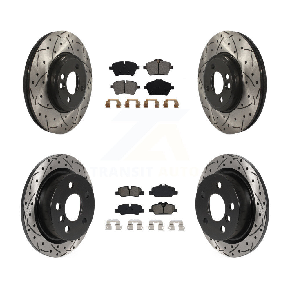 Drilled Slot Disc Brake Rotor & Semi-Metallic Pad Front Rear Kit For Mini Cooper